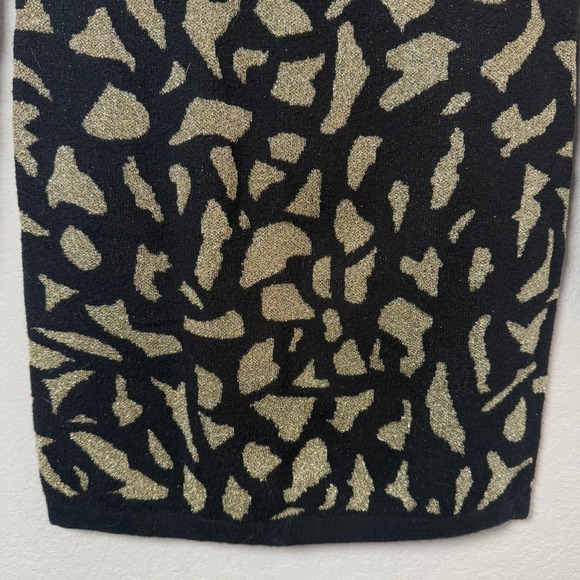 Moda International Dress XS Black Gold Metallic Animal Print Long Sleeve - Picture 4 of 9